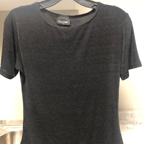 Silky smooth poly mix dark black stretch top - Picture 3 of 5